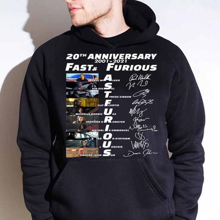 Fast and furious 20th anniversary 2001 2021 signature t-shirt hoodie