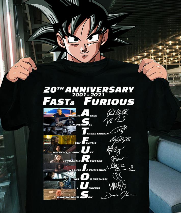 Fast and furious 20th anniversary 2001 2021 signature t-shirt shirt