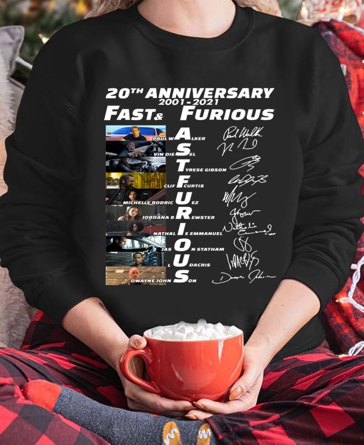 Fast and furious 20th anniversary 2001 2021 signature t-shirt sweatshirt