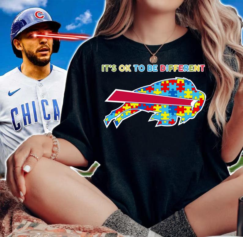 Buffalo Bills it's ok to be different Autism Awareness t-shirt woman shirt