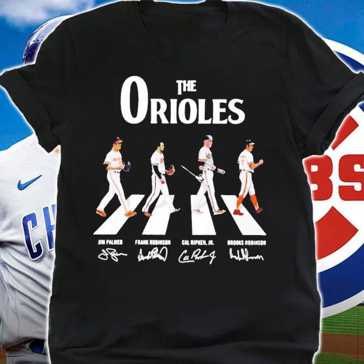 The Orioles Abbey Road Jim Palmer Frank Robinson Cal Ripken Jr signatures shirt t-shirt shirt