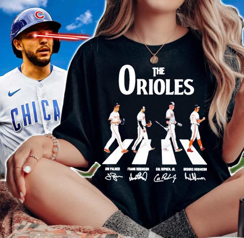 The Orioles Abbey Road Jim Palmer Frank Robinson Cal Ripken Jr signatures shirt t-shirt woman shirt