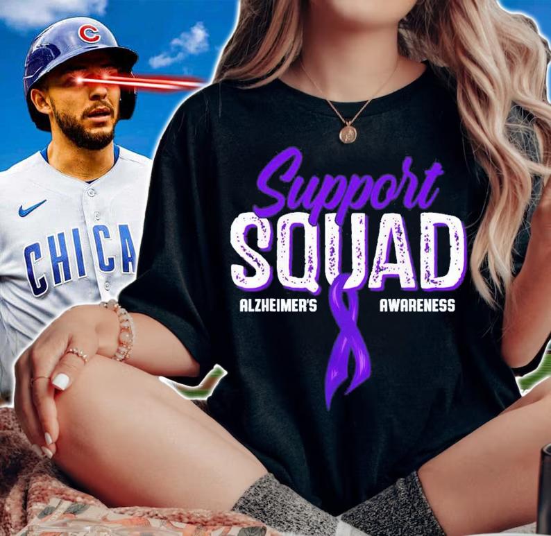 Support Squad Alzheimers Awareness Purple Ribbon T-Shirt t-shirt