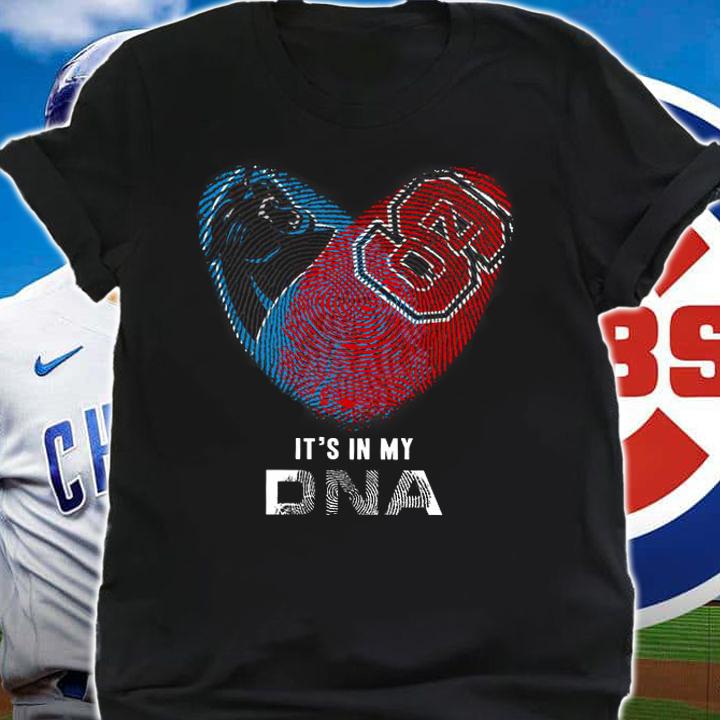 Its In My DNA Heart Carolina Panthers And Nc State Wolfpack Football Lover t-shirt shirt