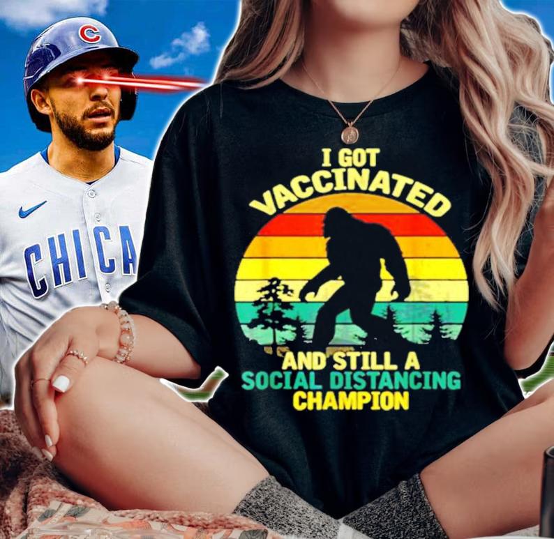 Bigfoot I Got Vaccinated And Still A Social Distancing Champion Vintage Shirt t-shirt