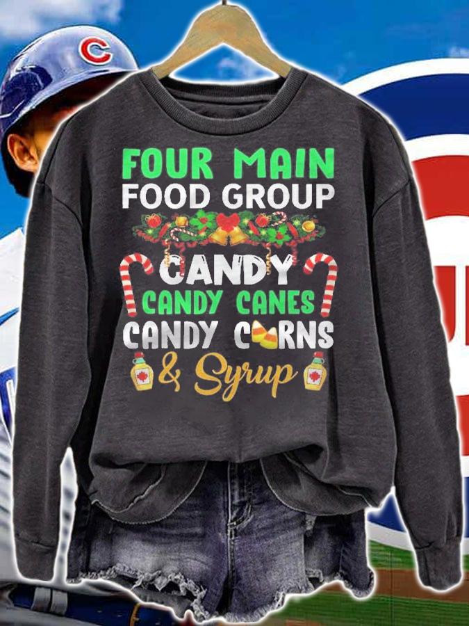 Four Main Food Groups Candy Cane Christmas Shirt t-shirt sweatshirt
