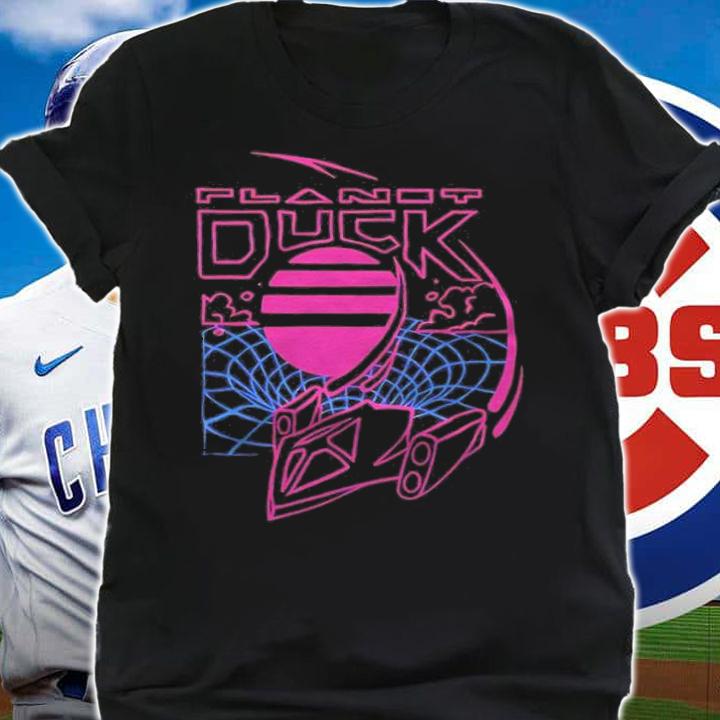 Neon time travel planet duck T-shirt t-shirt