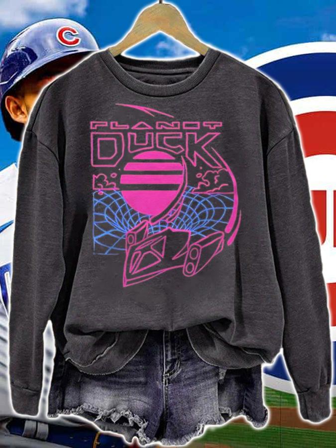 Neon time travel planet duck T-shirt t-shirt