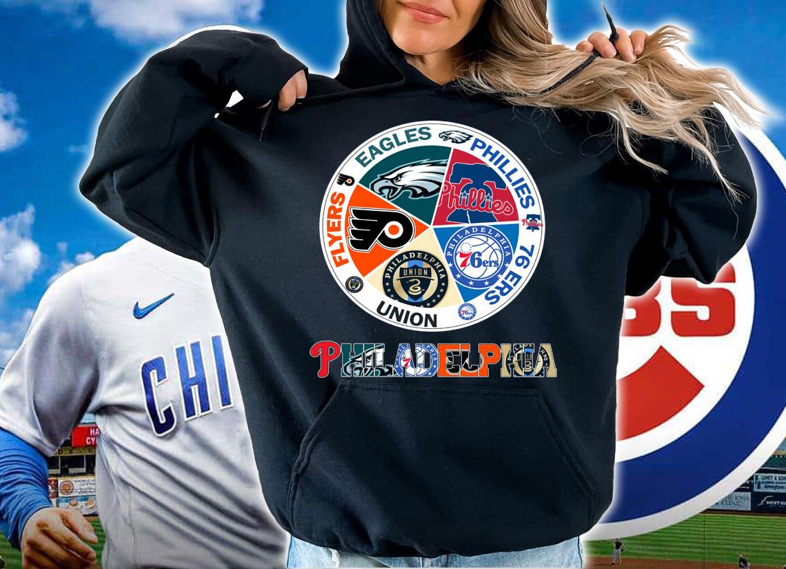 Philadelphia Sports Teams Logo Flyers Eagles Phillies 76ers Union t-shirt hoodie
