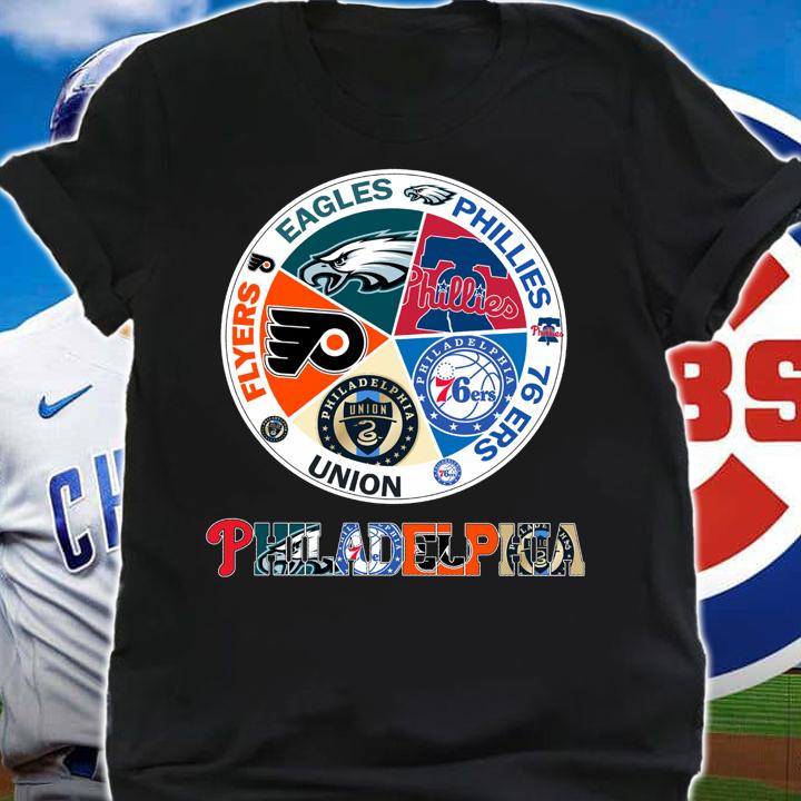Philadelphia Sports Teams Logo Flyers Eagles Phillies 76ers Union t-shirt shirt