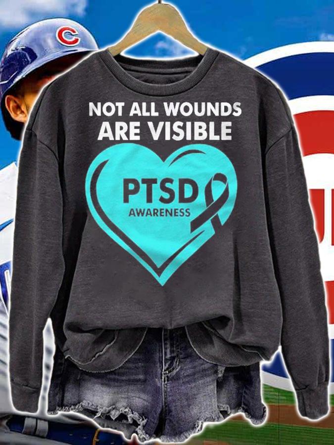 Ptsd Awareness Month Not All Wounds Heart Support Veterans Shirt t-shirt sweatshirt
