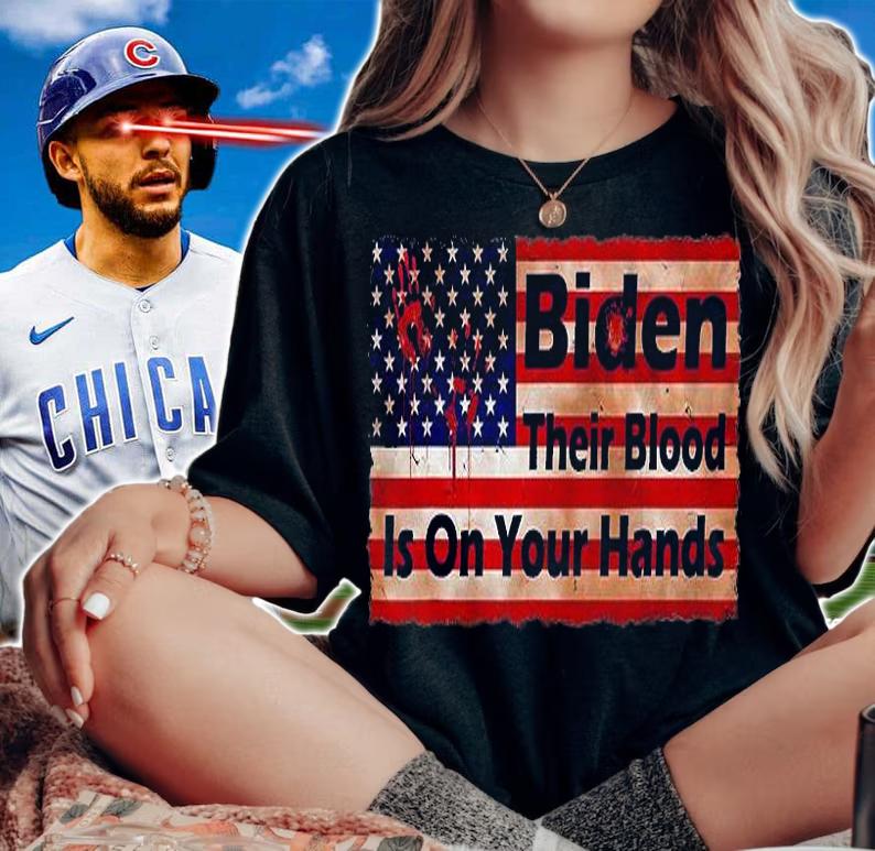 Their Blood Is On Your Hands Joe Biden USA Flag Pro Trump Vintage Retro T-Shirt t-shirt woman shirt