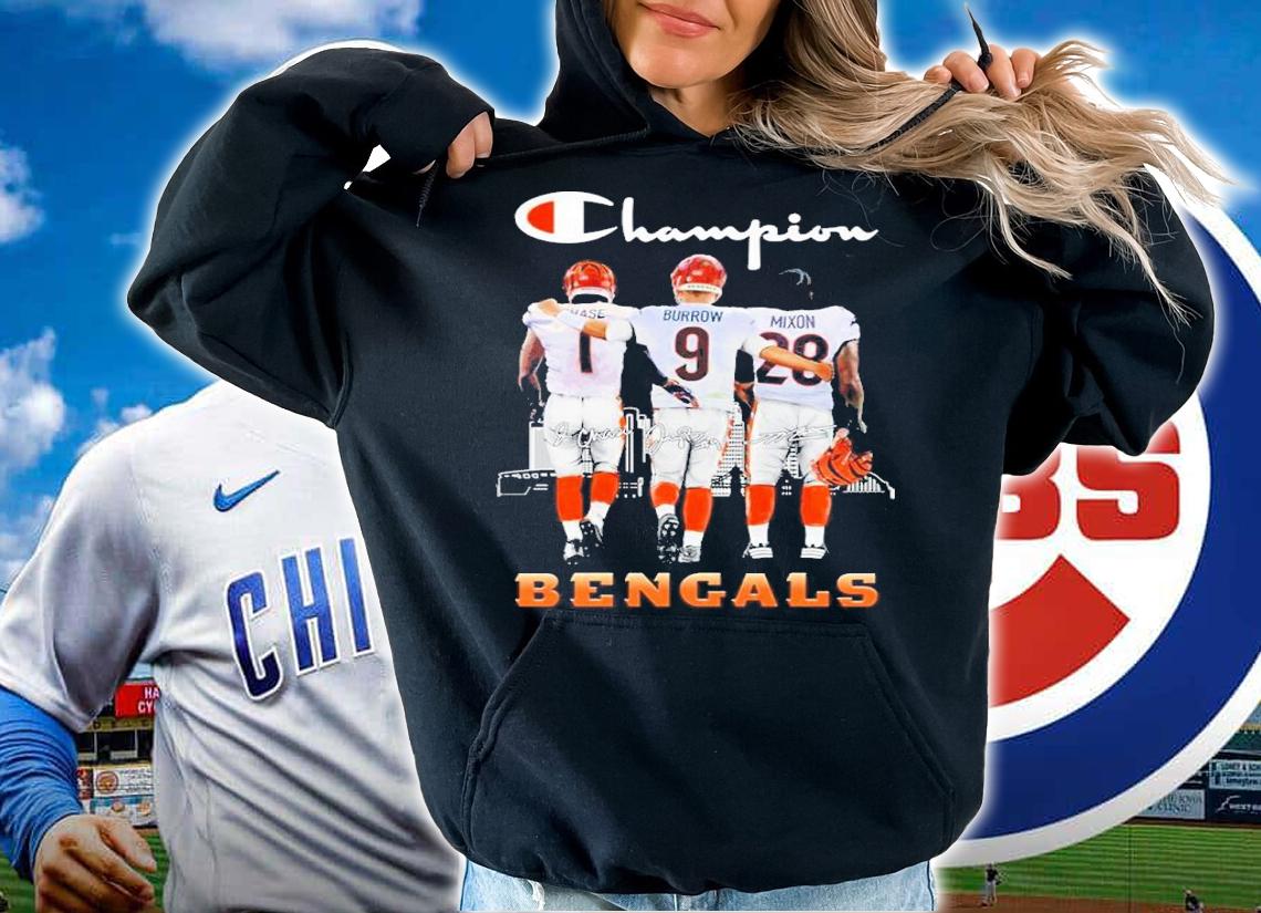 Cincinnati Bengals Champion Ja'Marr Chase Vs Joe Burrow And Joe Mixon Signatures Shirt t-shirt hoodie