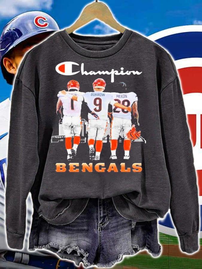 Cincinnati Bengals Champion Ja'Marr Chase Vs Joe Burrow And Joe Mixon Signatures Shirt t-shirt sweatshirt