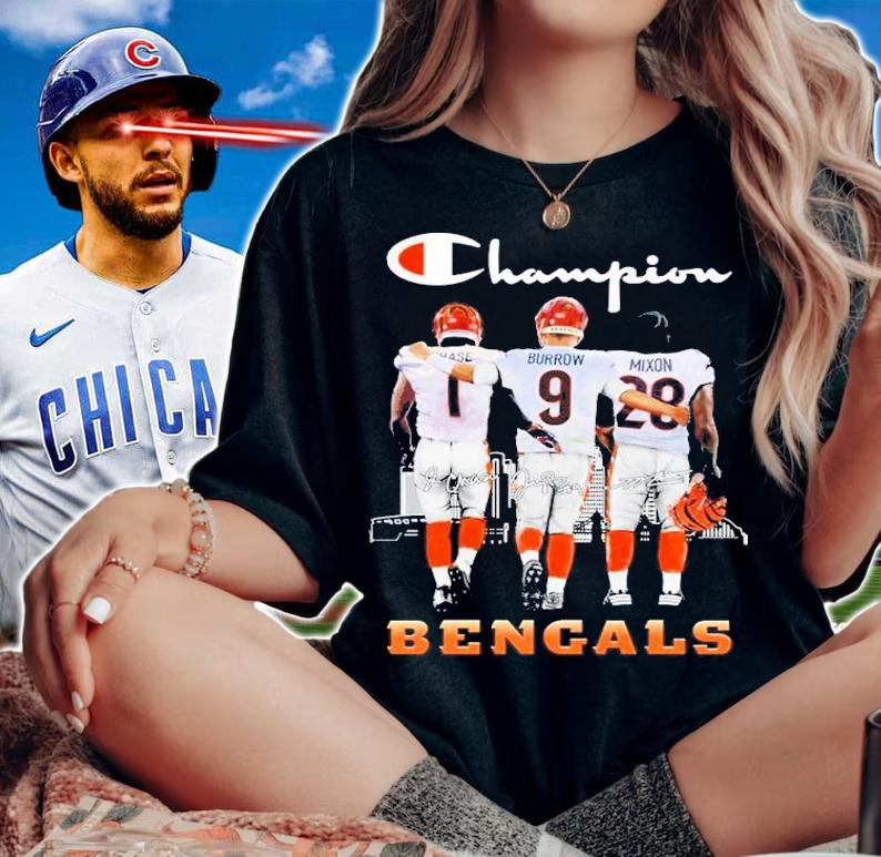 Cincinnati Bengals Champion Ja'Marr Chase Vs Joe Burrow And Joe Mixon Signatures Shirt t-shirt woman shirt