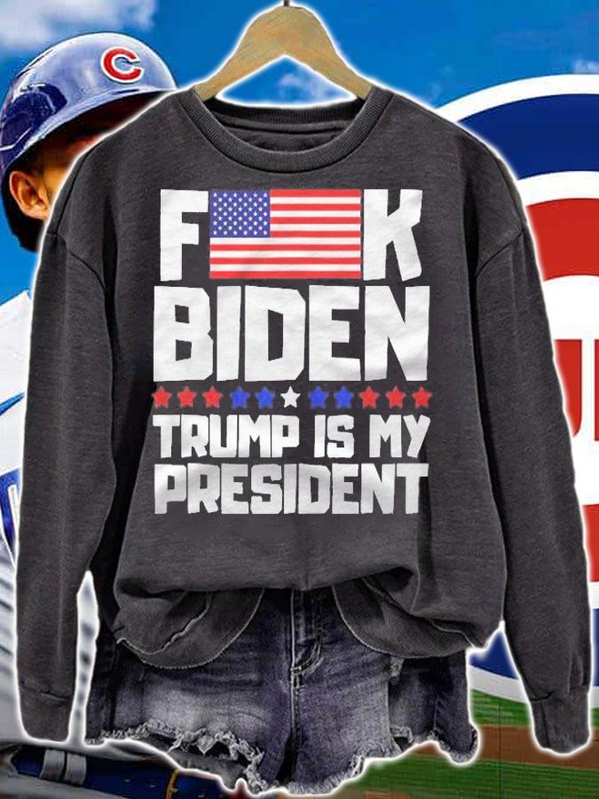 Mens Funny American Flag Joe Biden Trump Is My President Shirt t-shirt sweatshirt
