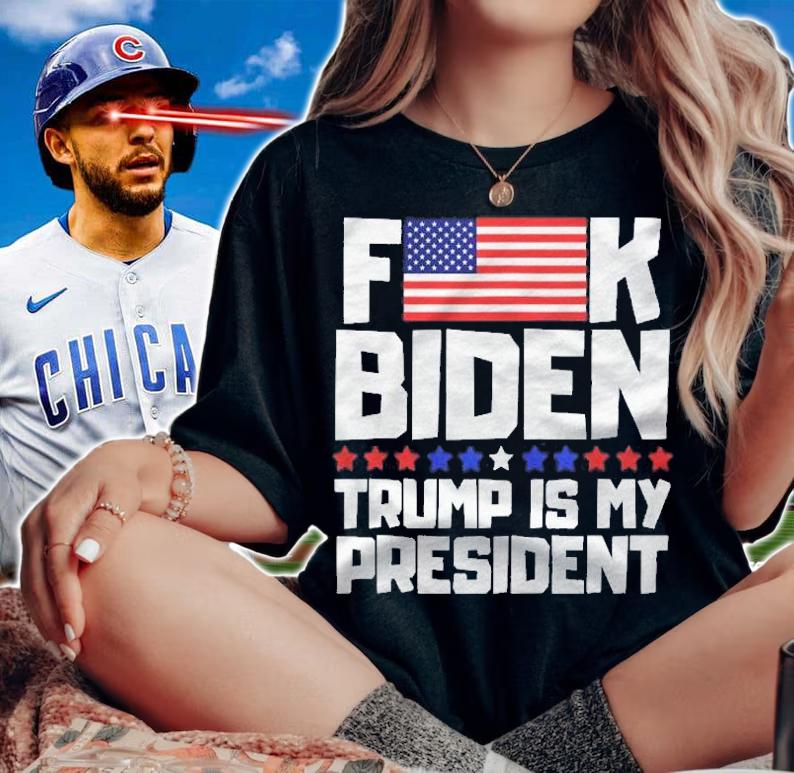 Mens Funny American Flag Joe Biden Trump Is My President Shirt t-shirt woman shirt