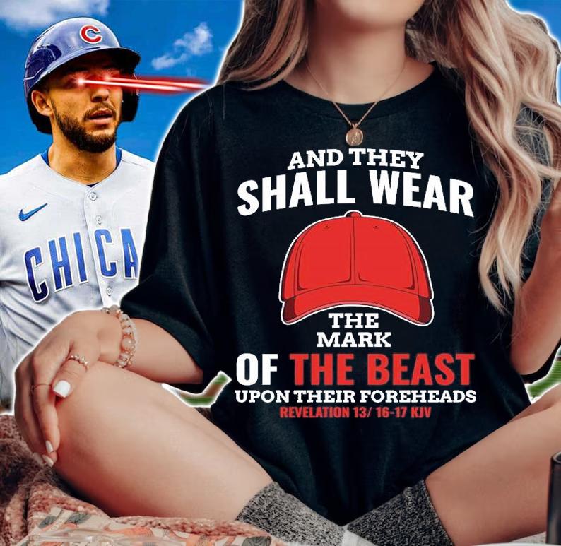 Funny Anti Trump Mark Of The Beast Red Hat Liberal Gift T-Shirt t-shirt