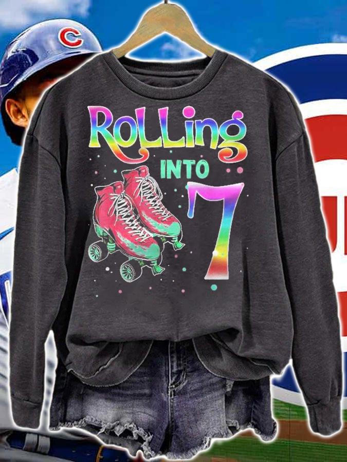 Kids 7Th Birthday Shirt  Rolling Into 7 Roller Skating Gift Shirt t-shirt sweatshirt