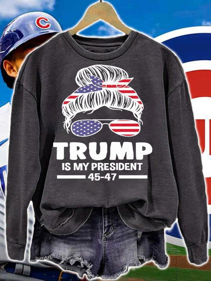 Trump Is My President 45-47 President Messy Bun T-Shirt t-shirt