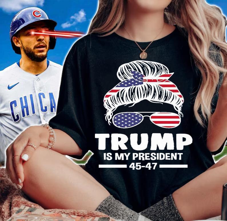 Trump Is My President 45-47 President Messy Bun T-Shirt t-shirt