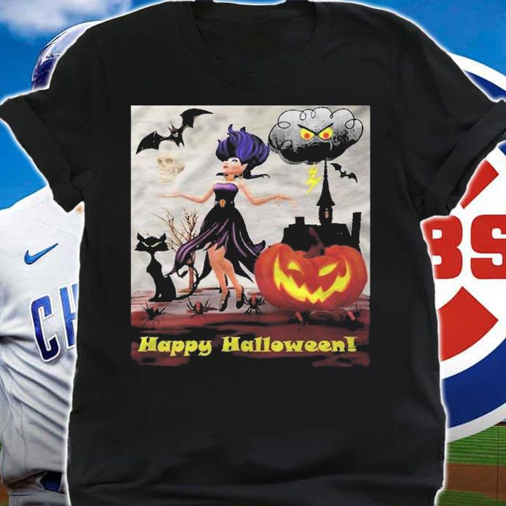 Witch With Black Cat Bats & Pumpkin Halloween Special Shirt t-shirt shirt