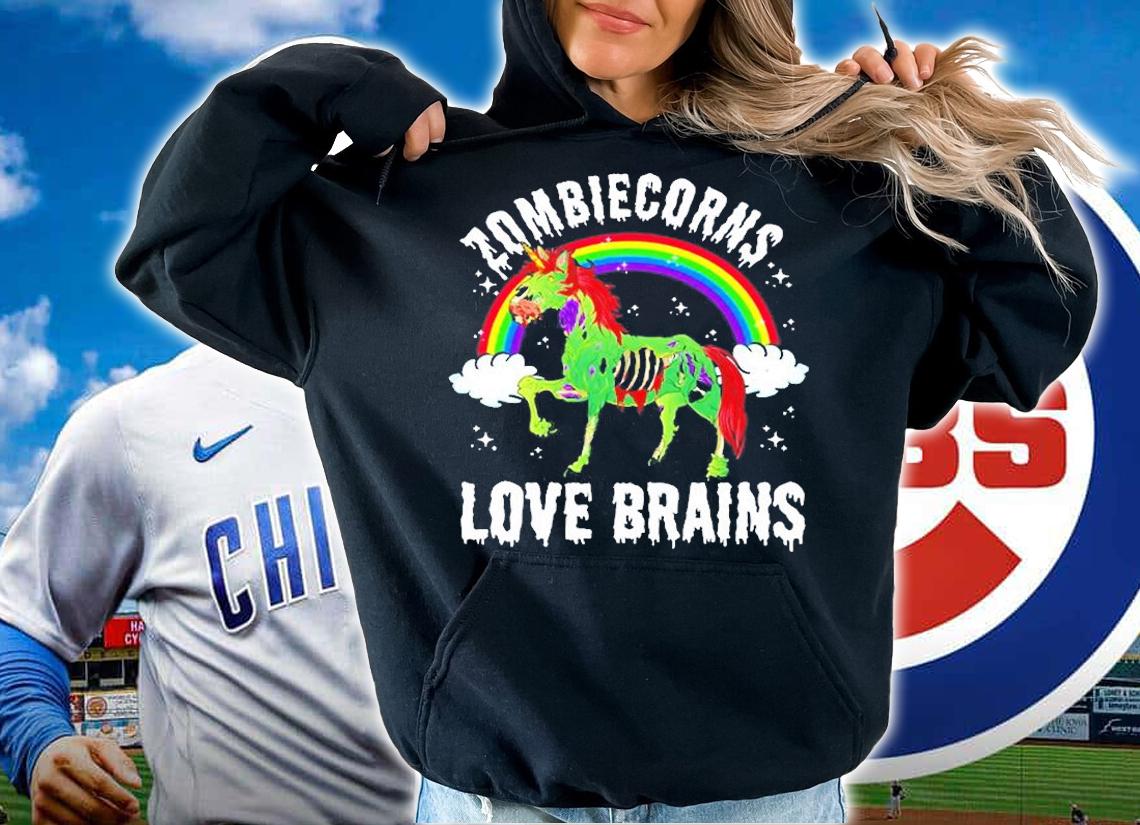 Zombiecorns Love Brains Zombie Unicorn Rainbow Halloween T-Shirt t-shirt hoodie