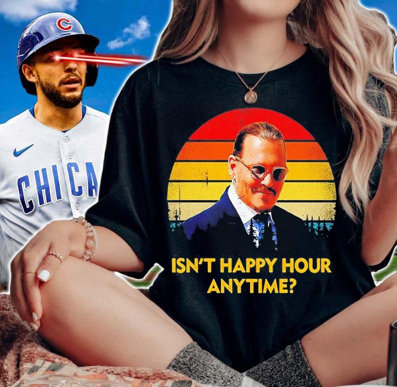 Isn't Happy Hour Anytime Justice For Johnny Vintage T-Shirt t-shirt woman shirt