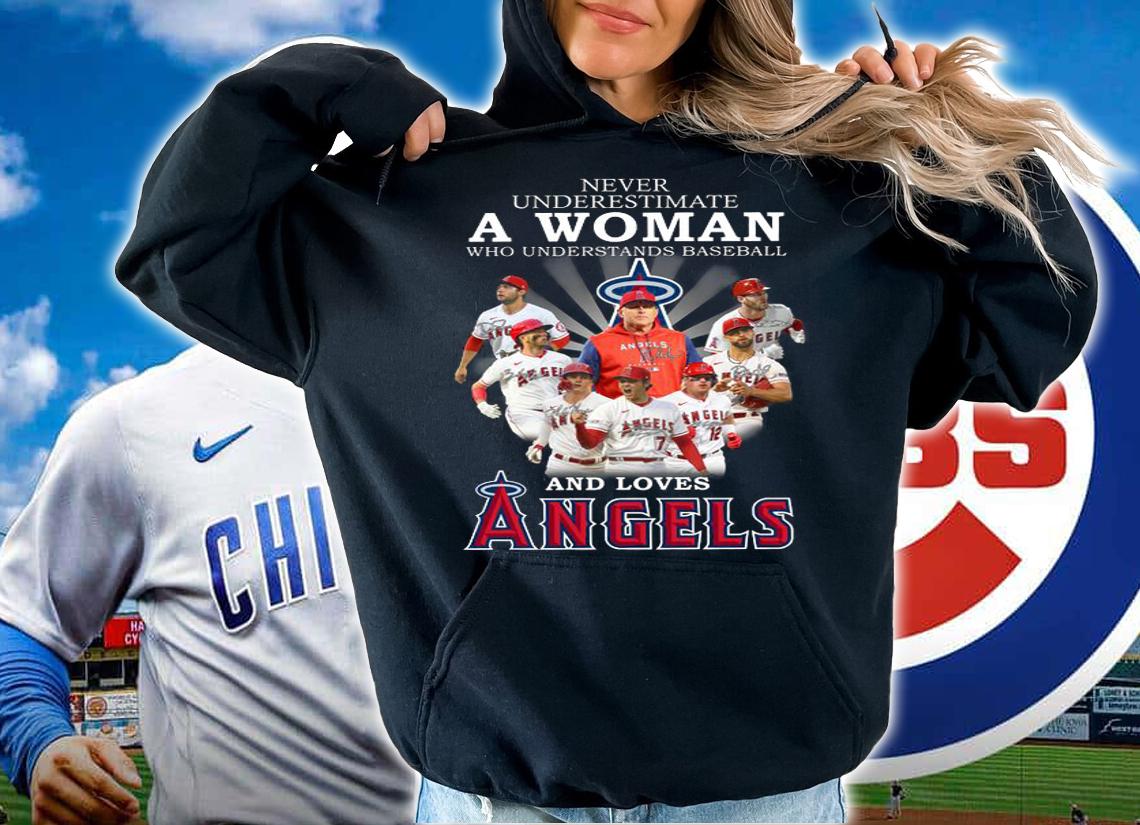 Los Angeles Angels Never Underestimate A Woman Who Understand Baseball And Loves Angels Signatures t-shirt hoodie