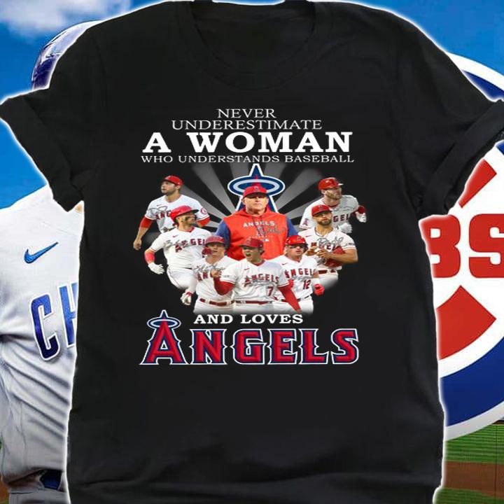 Los Angeles Angels Never Underestimate A Woman Who Understand Baseball And Loves Angels Signatures t-shirt shirt