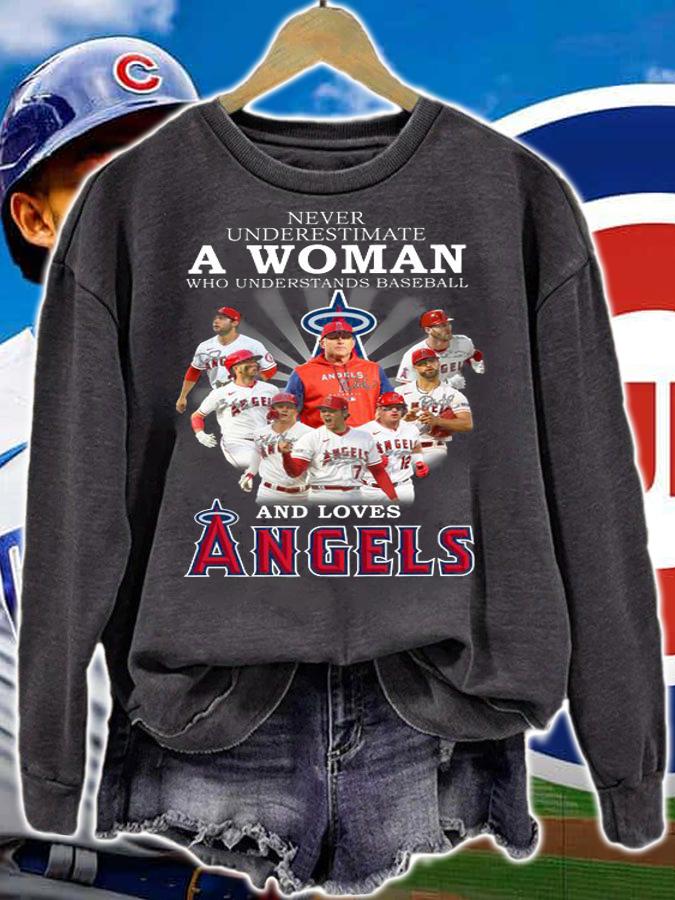 Los Angeles Angels Never Underestimate A Woman Who Understand Baseball And Loves Angels Signatures t-shirt sweatshirt