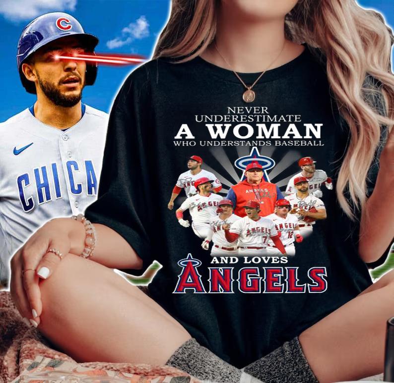 Los Angeles Angels Never Underestimate A Woman Who Understand Baseball And Loves Angels Signatures t-shirt woman shirt