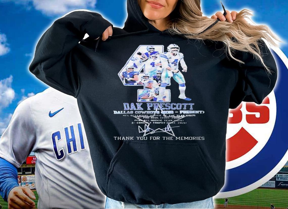 Dak Prescott Dallas Cowboys 2016-present thank you for the memories signature T-shirt t-shirt