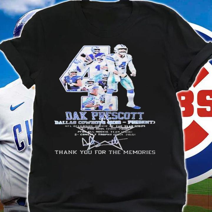 Dak Prescott Dallas Cowboys 2016-present thank you for the memories signature T-shirt t-shirt