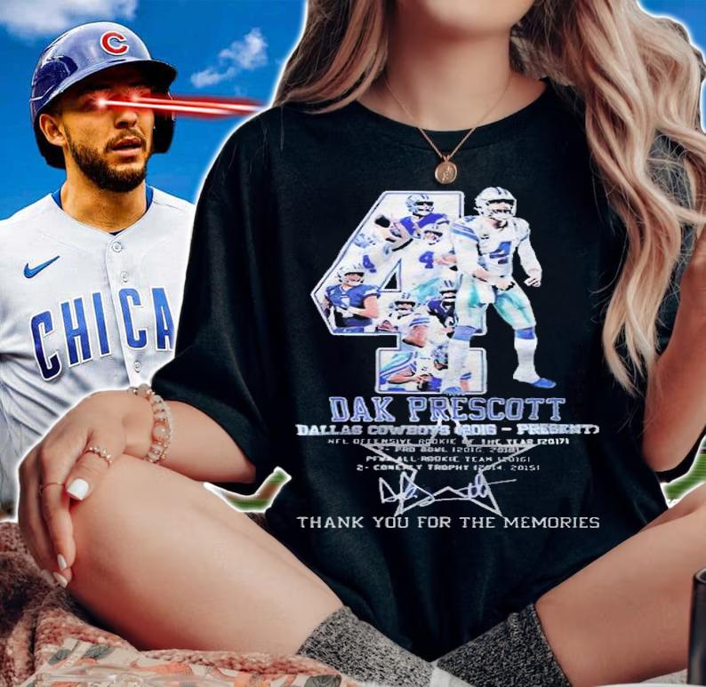 Dak Prescott Dallas Cowboys 2016-present thank you for the memories signature T-shirt t-shirt