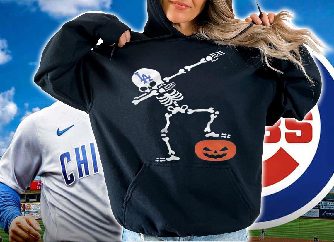 Los angeles dodgers baseball halloween skeleton dabbing shirt hoodie
