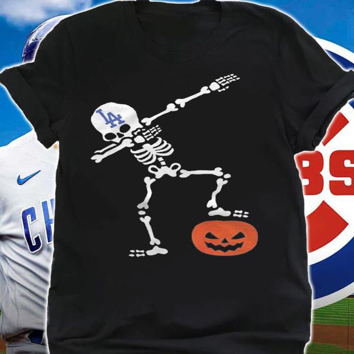 Los angeles dodgers baseball halloween skeleton dabbing shirt shirt