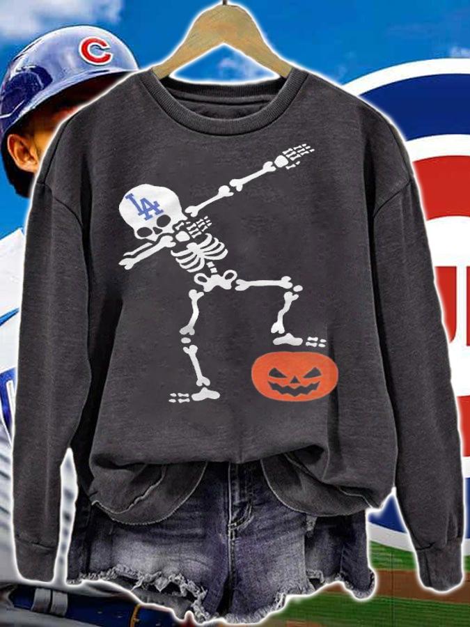 Los angeles dodgers baseball halloween skeleton dabbing shirt sweatshirt