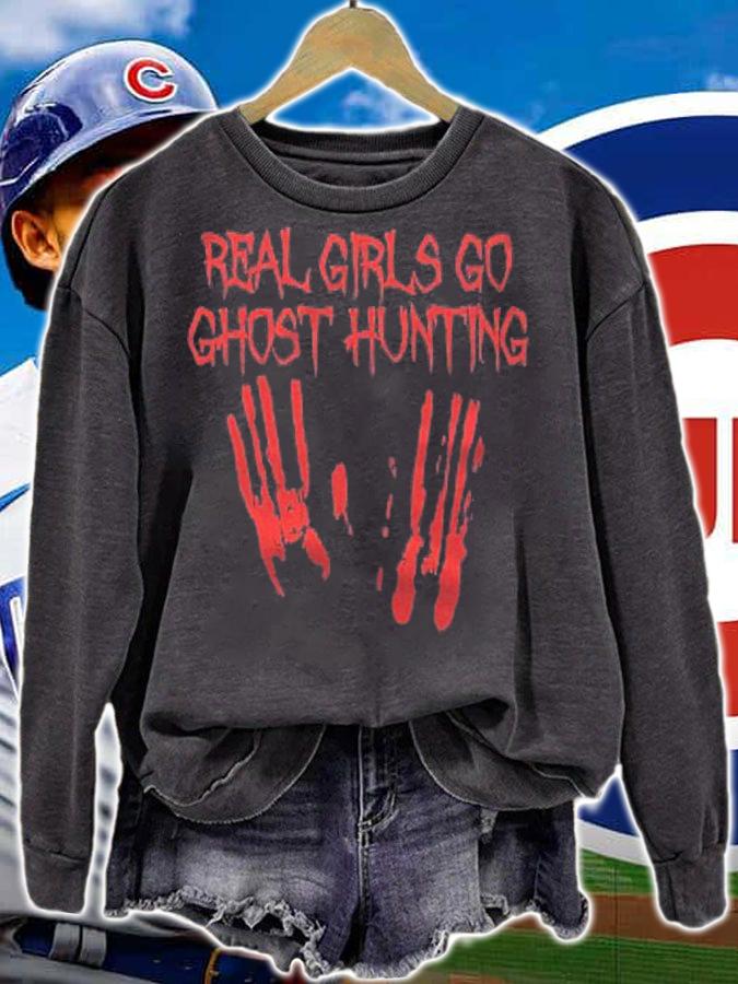 Real Girls Go Ghost Hunting Funny Paranormal Adventures Gift Shirt