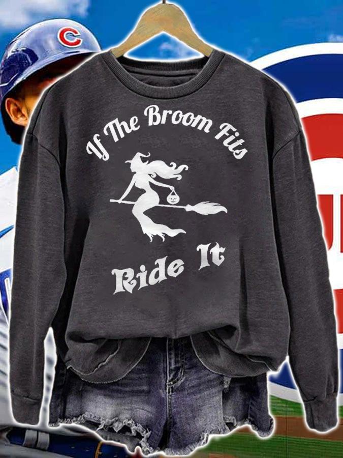 If The Broom Fits Ride It Funny Halloween Shirt