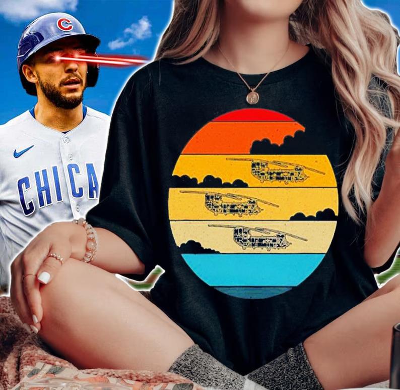 Ch47 Chinook Retro Sunset Helicopter Flying T-Shirt