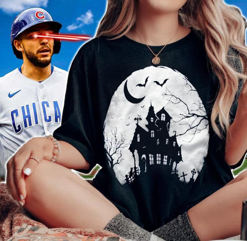 Creepy Horror House Scary Full Moon Halloween Shirt woman shirt