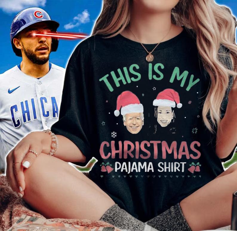 Hot this Is My Christmas Pajama Shirt Biden Harris Christmas T-Shirt woman shirt