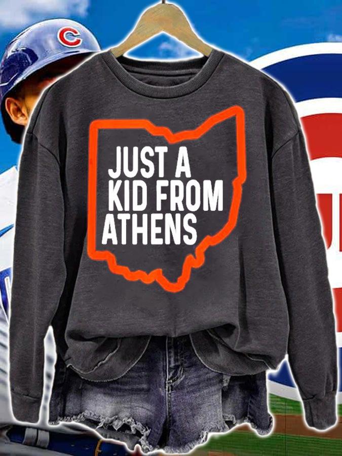 Just A Kid From Athens Ohio Cincinnati Burr Oh Orange Black T-Shirt sweatshirt