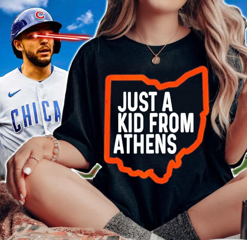 Just A Kid From Athens Ohio Cincinnati Burr Oh Orange Black T-Shirt woman shirt