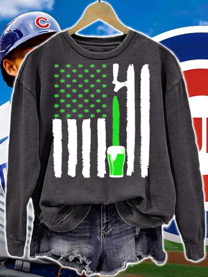 Green Beer American Flag St Patricks Day T-Shirt sweatshirt