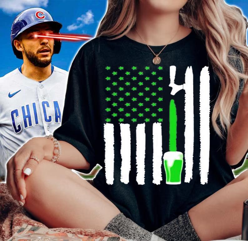 Green Beer American Flag St Patricks Day T-Shirt woman shirt