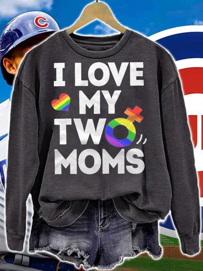 I Love My Two Moms Lesbian Tshirt Lgbt Pride Gifts For Kids Shirt
