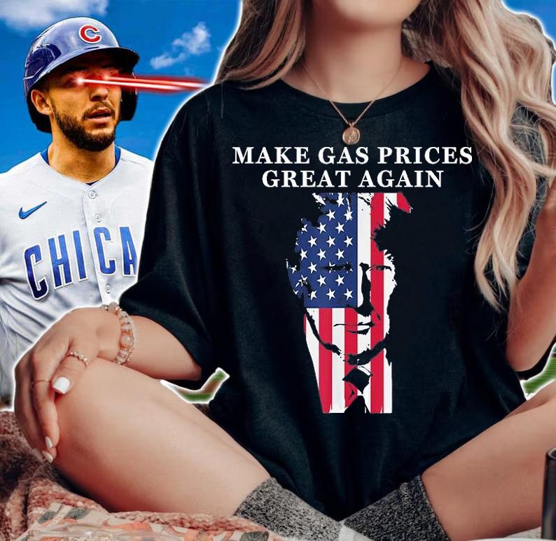 Make Gas Prices Great Again Trump USA Flag T-Shirt woman shirt