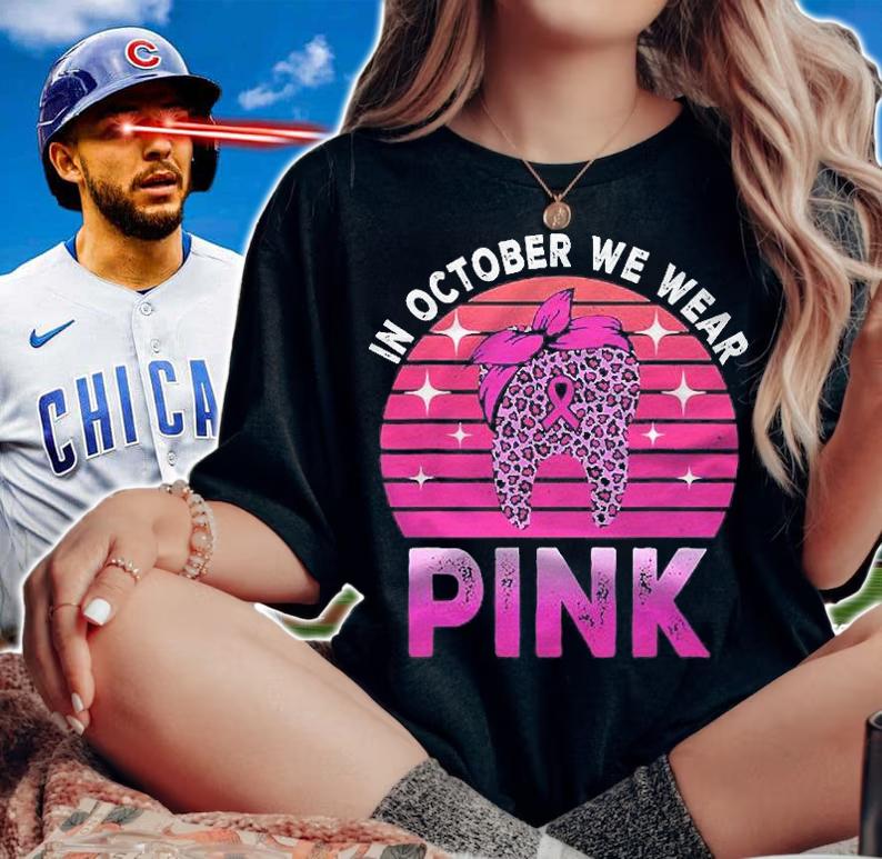 Tooth Leopard In October We Wear Pink Breast Cancer Awareness t-shirt woman shirt